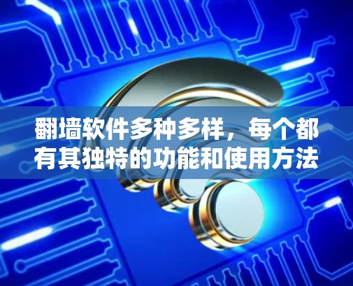 翻墙软件多种多样，每个都有其独特的功能和使用方法，根据具体的翻墙需求来选择合适的工具。以下是一些常见的翻墙软件及其功能描述