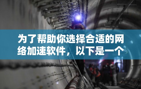 为了帮助你选择合适的网络加速软件，以下是一个逐步的建议过程